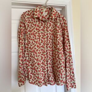 J Crew Watermelon Button Down Shirt Size Medium